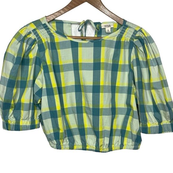 Ana A New Approach Gingham Plaid Green crop top size medium - Picture 1 of 6